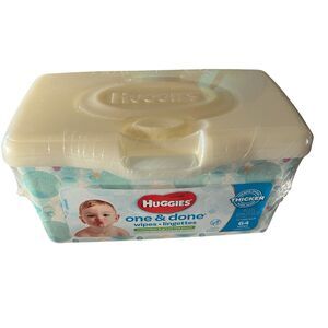 Huggies One & Done SEALED Baby Wipes Pop Up Container Blue Green Bubbles (Read)